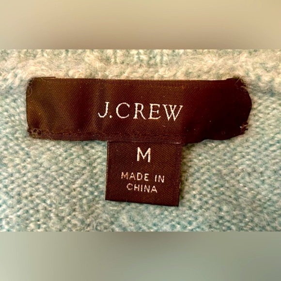 J. Crew Merino Wool Alpaca Blend Blue Half-Zip Stretch Sweater w/ Ribbed Trim, M - Picture 8 of 12